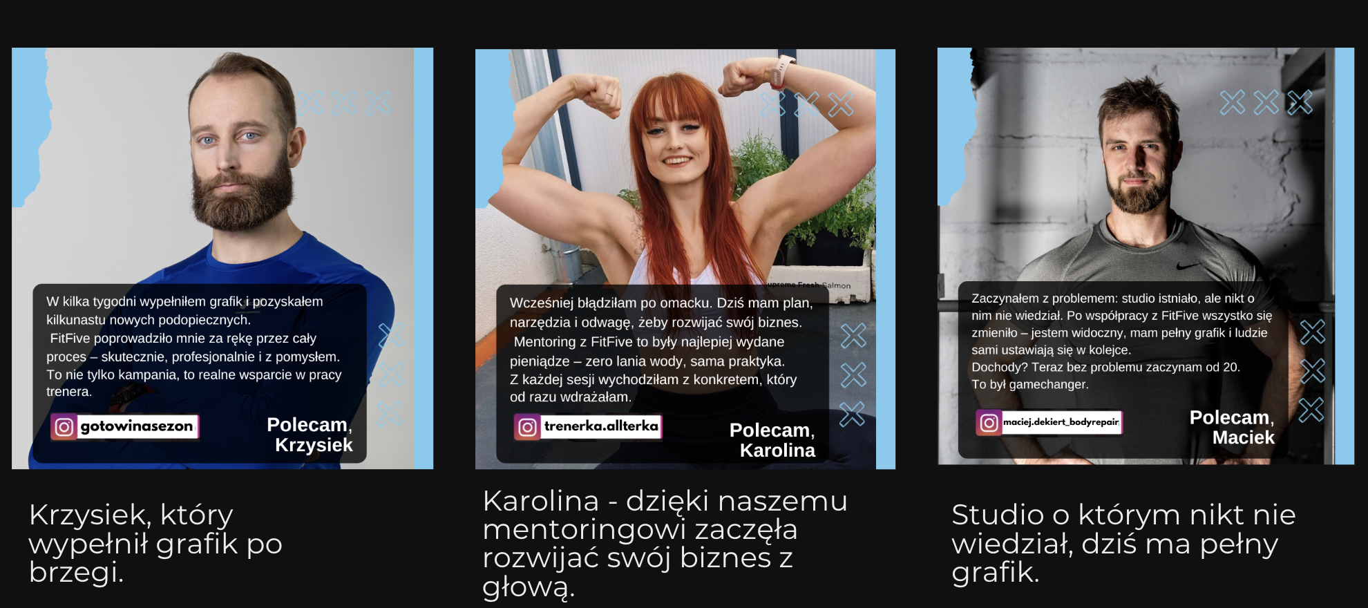 Rekomendacja klientów FitFive — Krzysiek, Karolina i Maciek