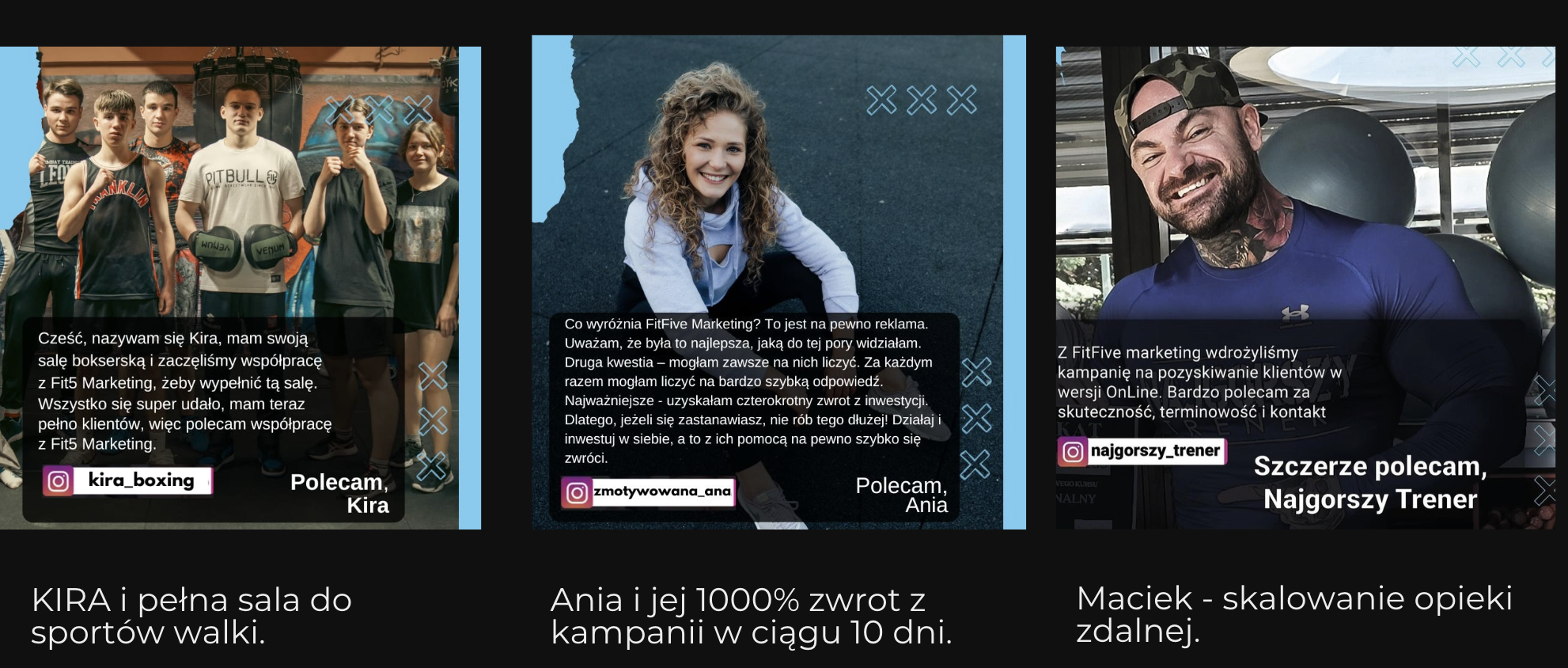 Rekomendacja klientów FitFive — Kira, Ania i Maciek