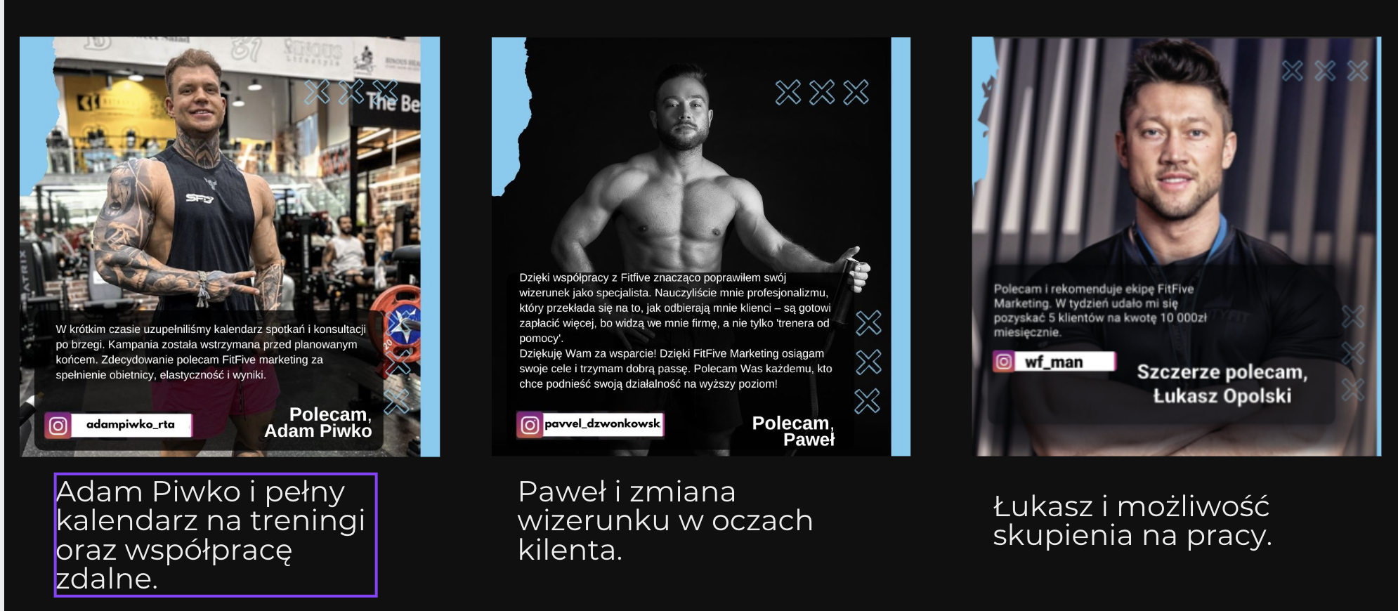 Rekomendacja klientów FitFive — Adam Piwko, Paweł i Łukasz