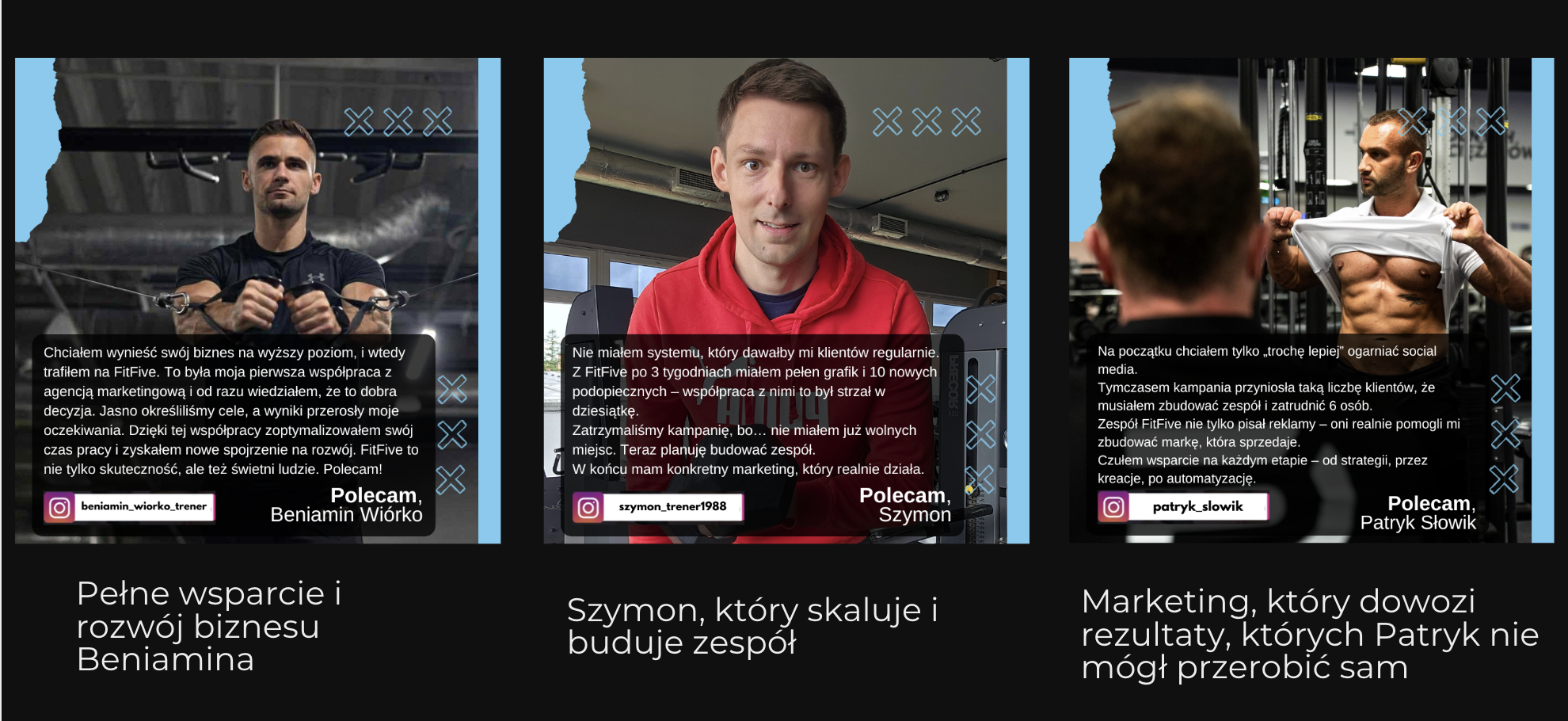 Rekomendacja klientów FitFive — Beniamin Wiórko, Szymon i Patryk Słowik